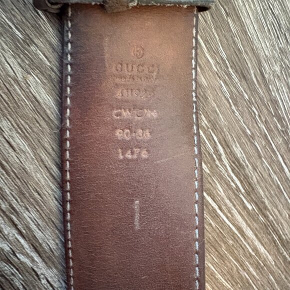 Gucci Interlocking G Leather Belt 90/36 Brown Guccissima 114876 Distressed READ - Picture 4 of 8